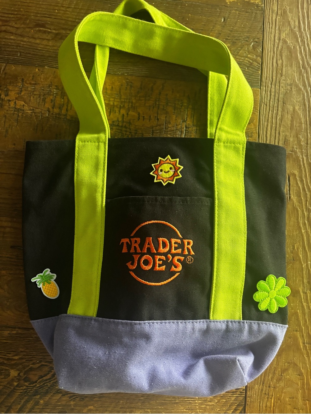 Trader Joe's Black and Lime Green custom mini Tote Bag